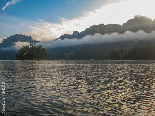 Scenic and unique landscape at Chieou Laan lake, Thailand photo