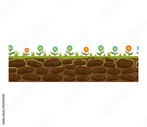 Illustration of cross section ground slice isolated on white background. Some ground slices piece nature cross outdoor. Ecology underground ground slice vector.