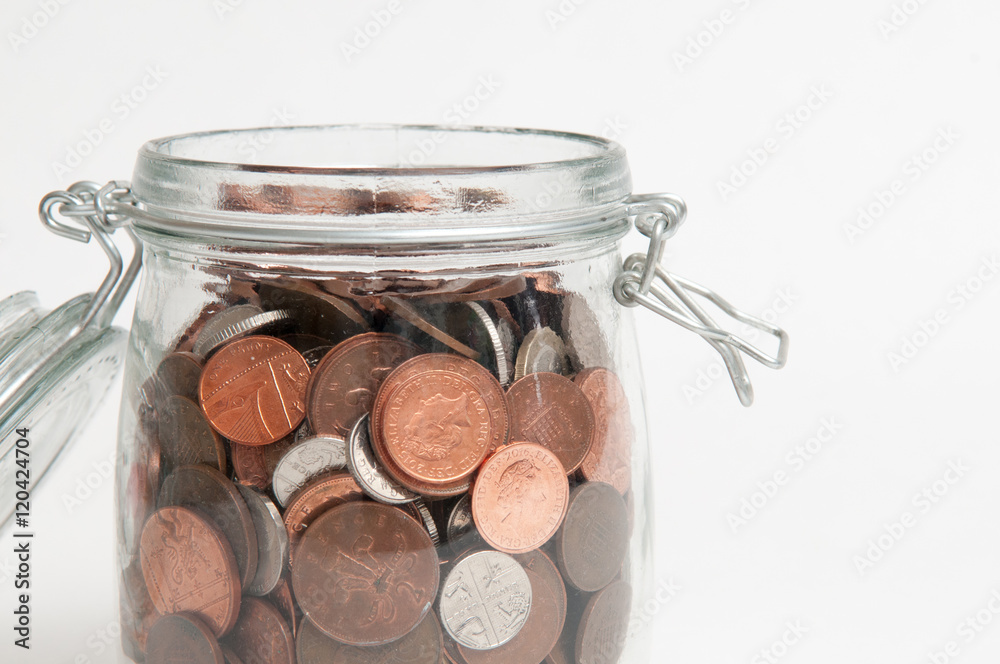 Savings jar on white Savings jar on white