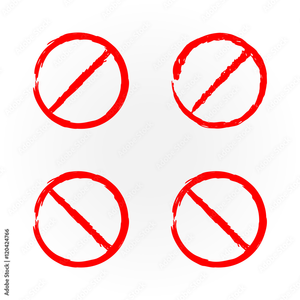 Set of templates for design red prohibition signs. Four elements. Set of templates for design red prohibition signs. Four elements.