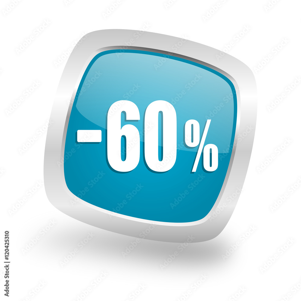 60 percent sale retail square blue glossy chrome silver metallic web icon 60 percent sale retail square blue glossy chrome silver metallic web icon