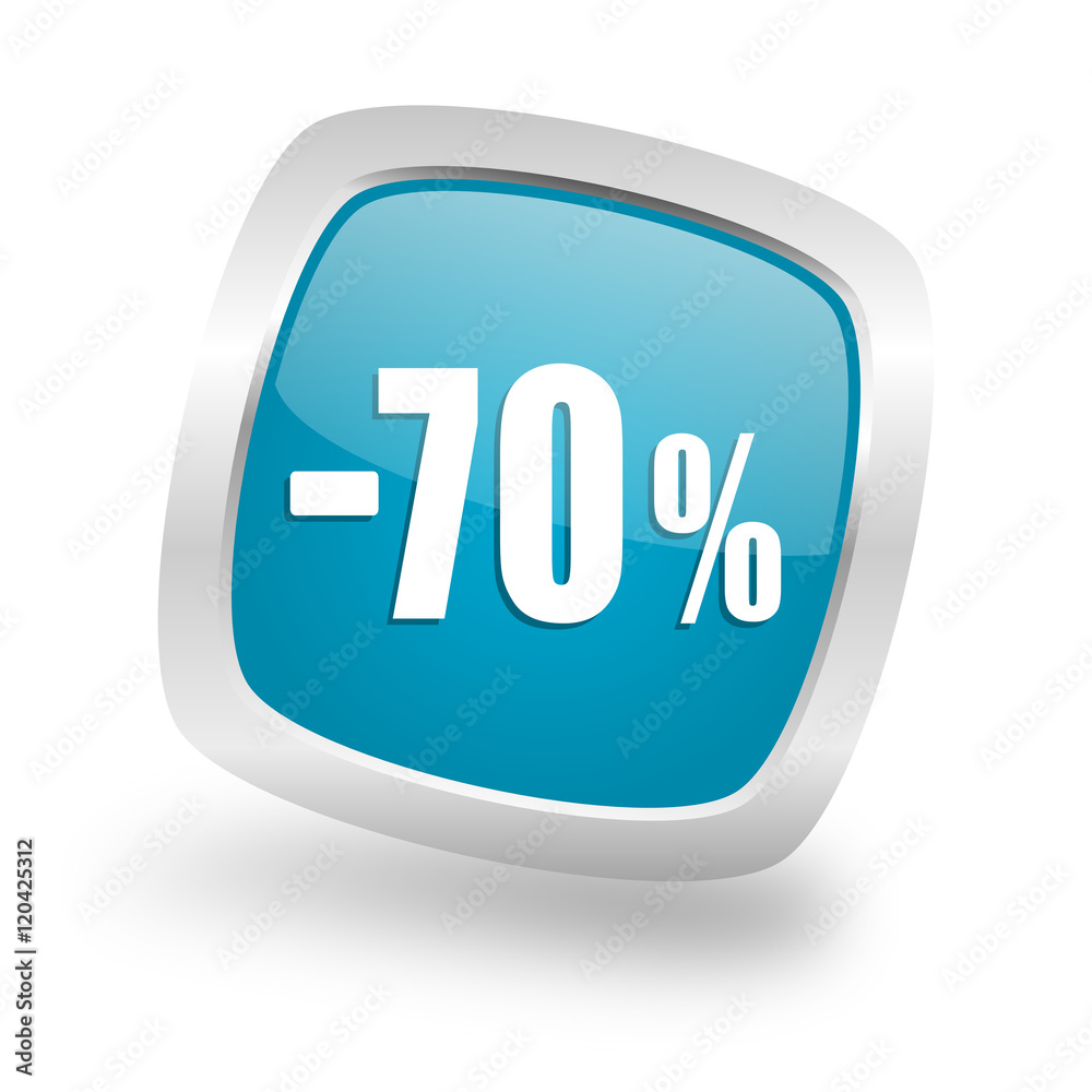 70 percent sale retail square blue glossy chrome silver metallic web icon 70 percent sale retail square blue glossy chrome silver metallic web icon
