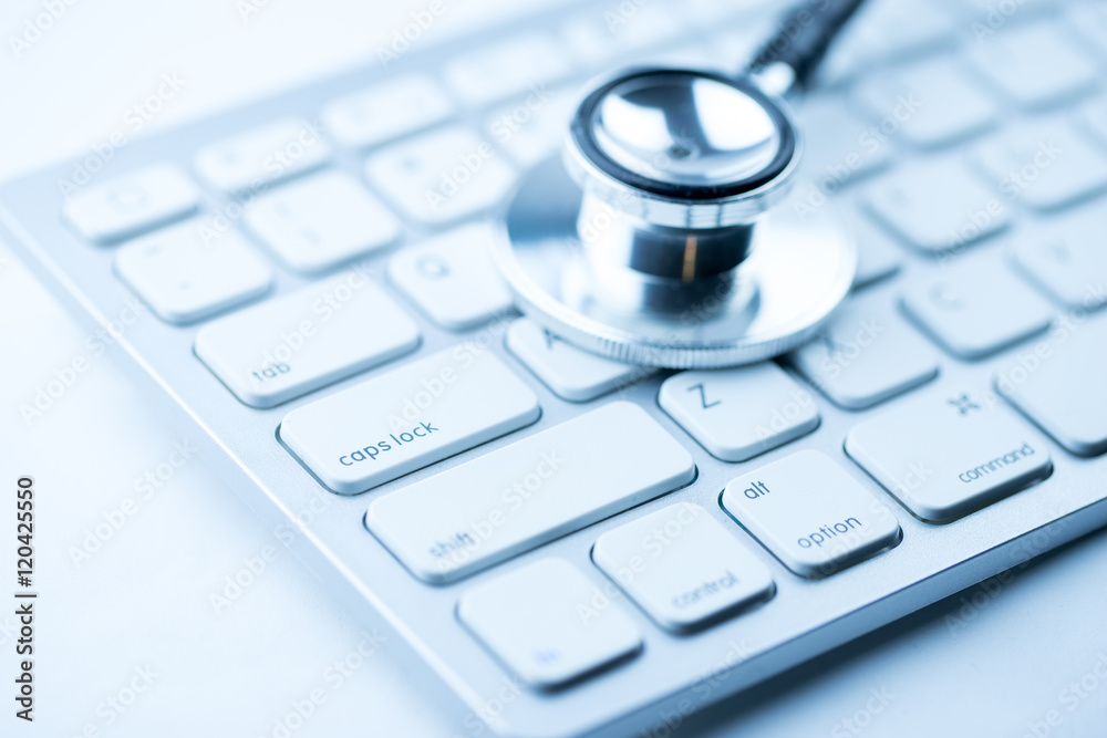Stethoscope with a modern computer keyboard Stethoscope with a modern computer keyboard