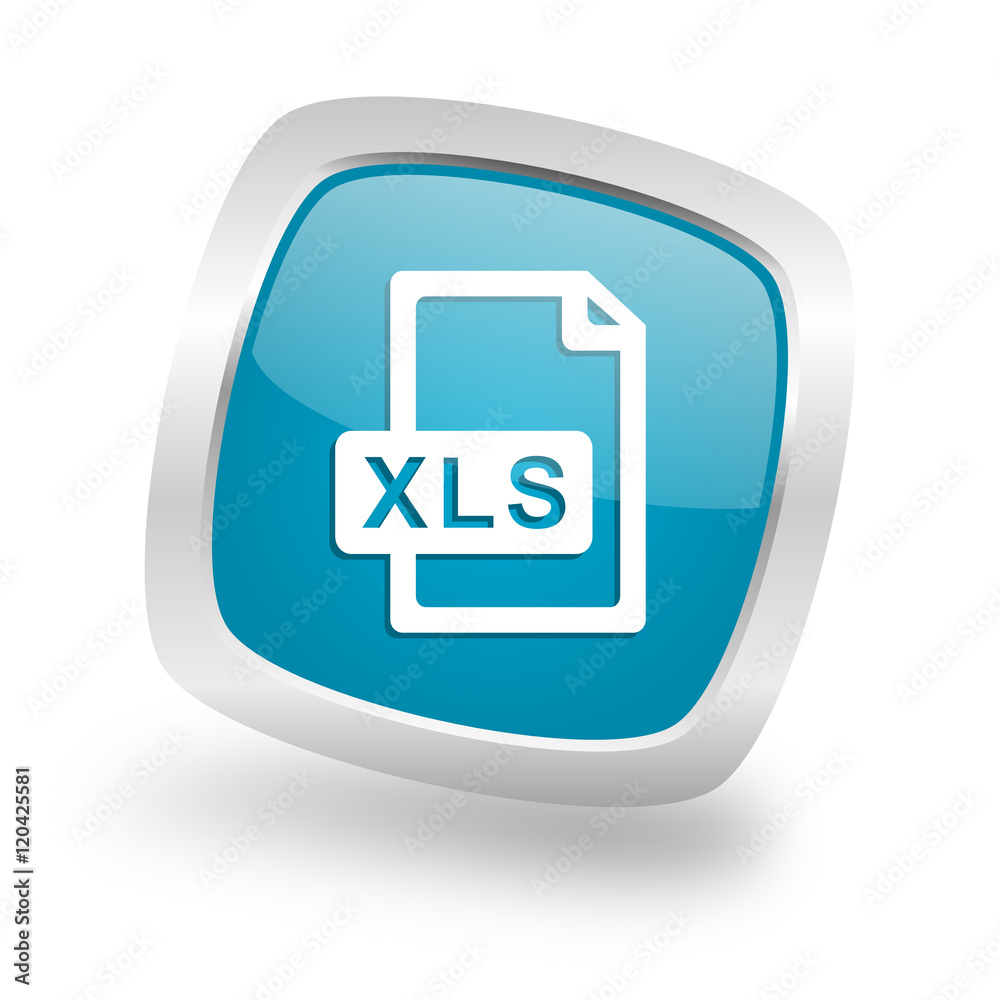 xls file square blue glossy chrome silver metallic web icon xls file square blue glossy chrome silver metallic web icon