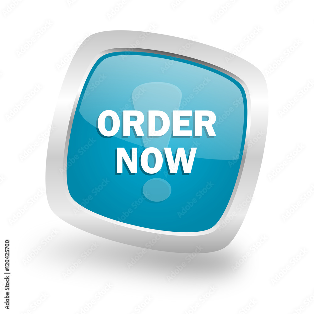 order now square blue glossy chrome silver metallic web icon order now square blue glossy chrome silver metallic web icon
