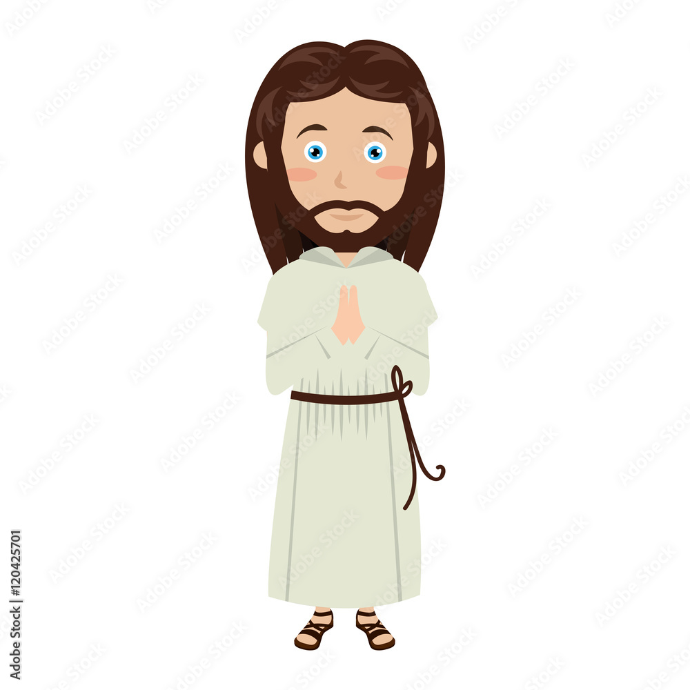 jesus christ man cartoon. catholic religion. vector illustration jesus christ man cartoon. catholic religion. vector illustration
