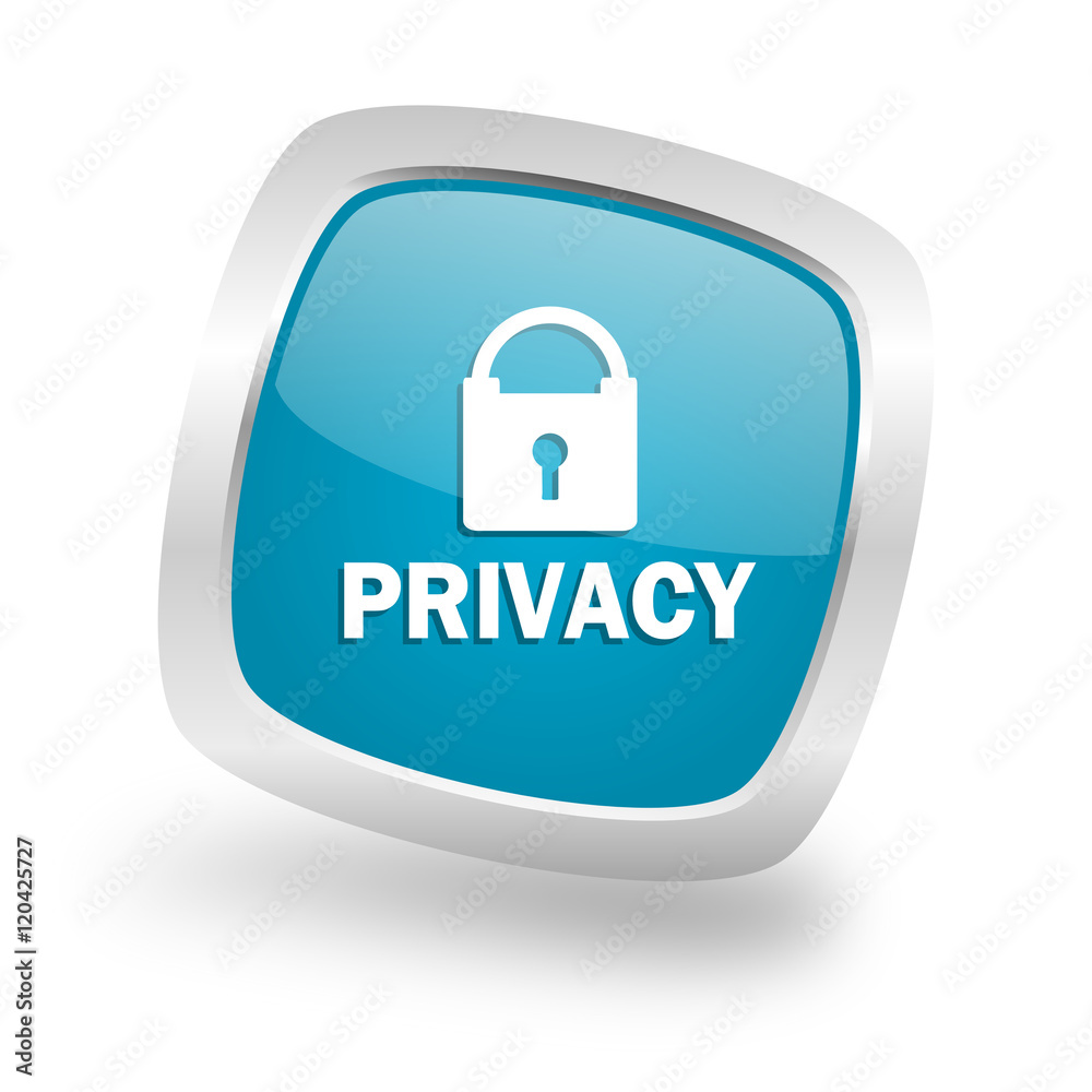 privacy square blue glossy chrome silver metallic web icon privacy square blue glossy chrome silver metallic web icon