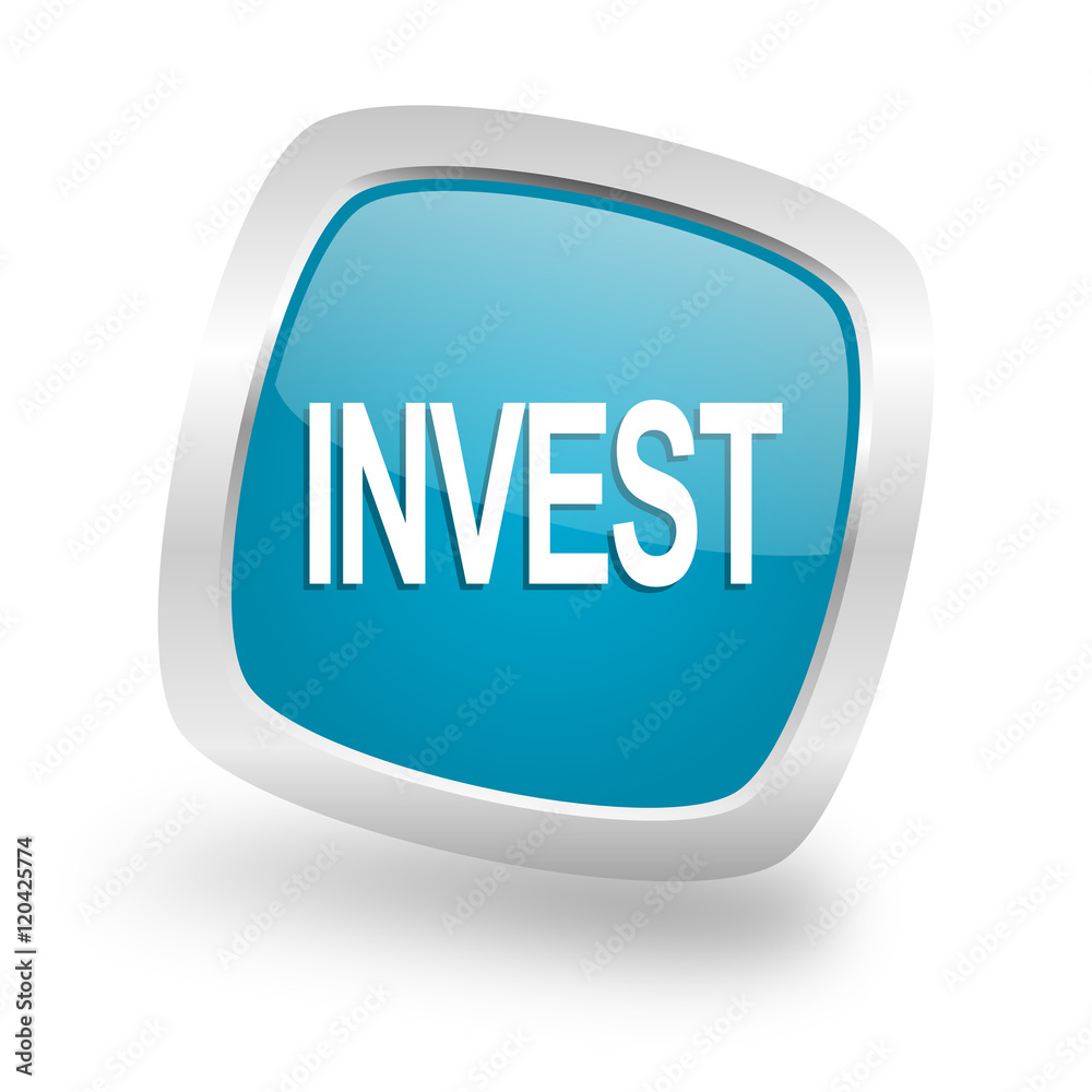nvest square blue glossy chrome silver metallic web icon nvest square blue glossy chrome silver metallic web icon