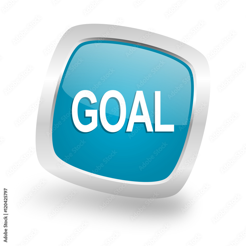 goal square blue glossy chrome silver metallic web icon goal square blue glossy chrome silver metallic web icon