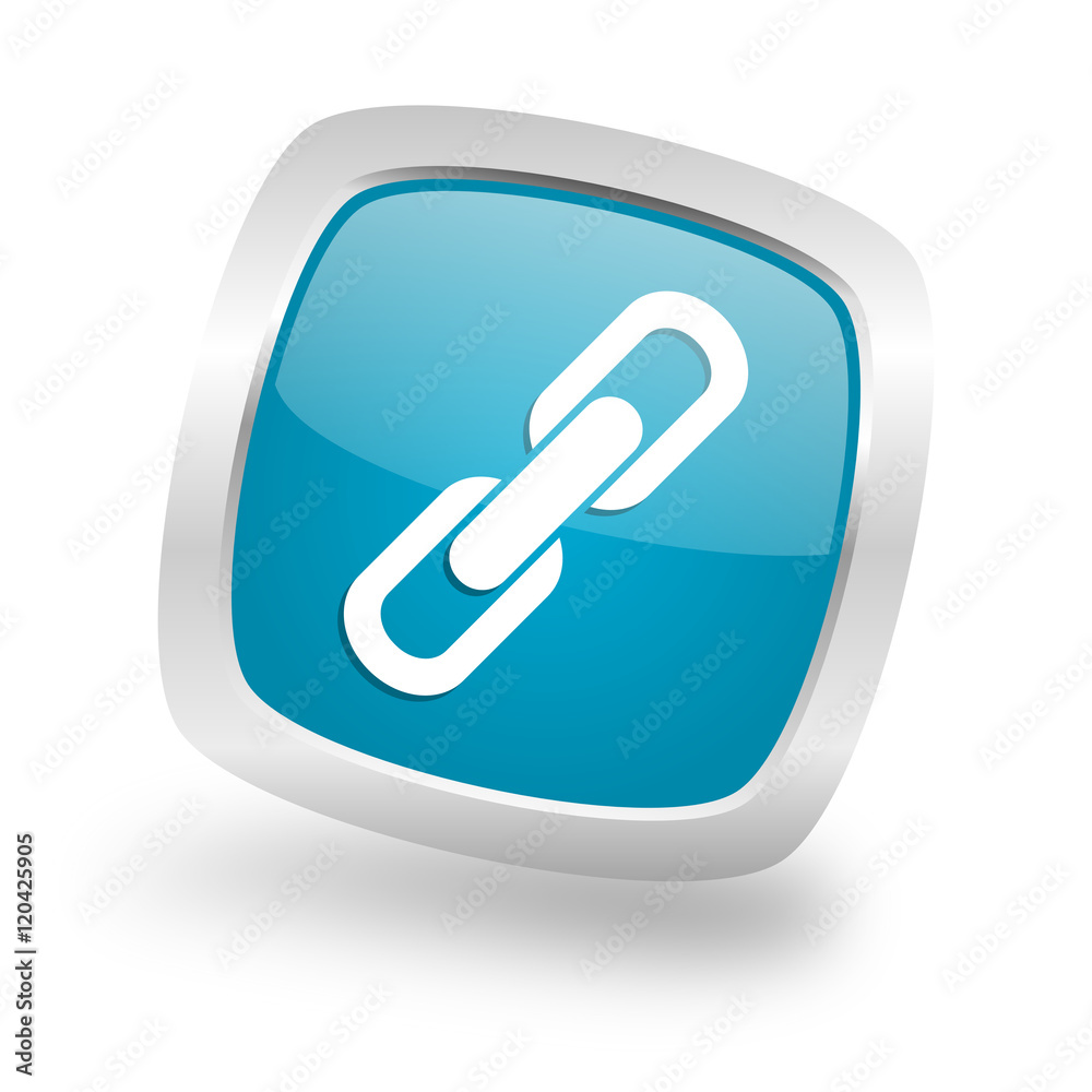 link square blue glossy chrome silver metallic web icon link square blue glossy chrome silver metallic web icon