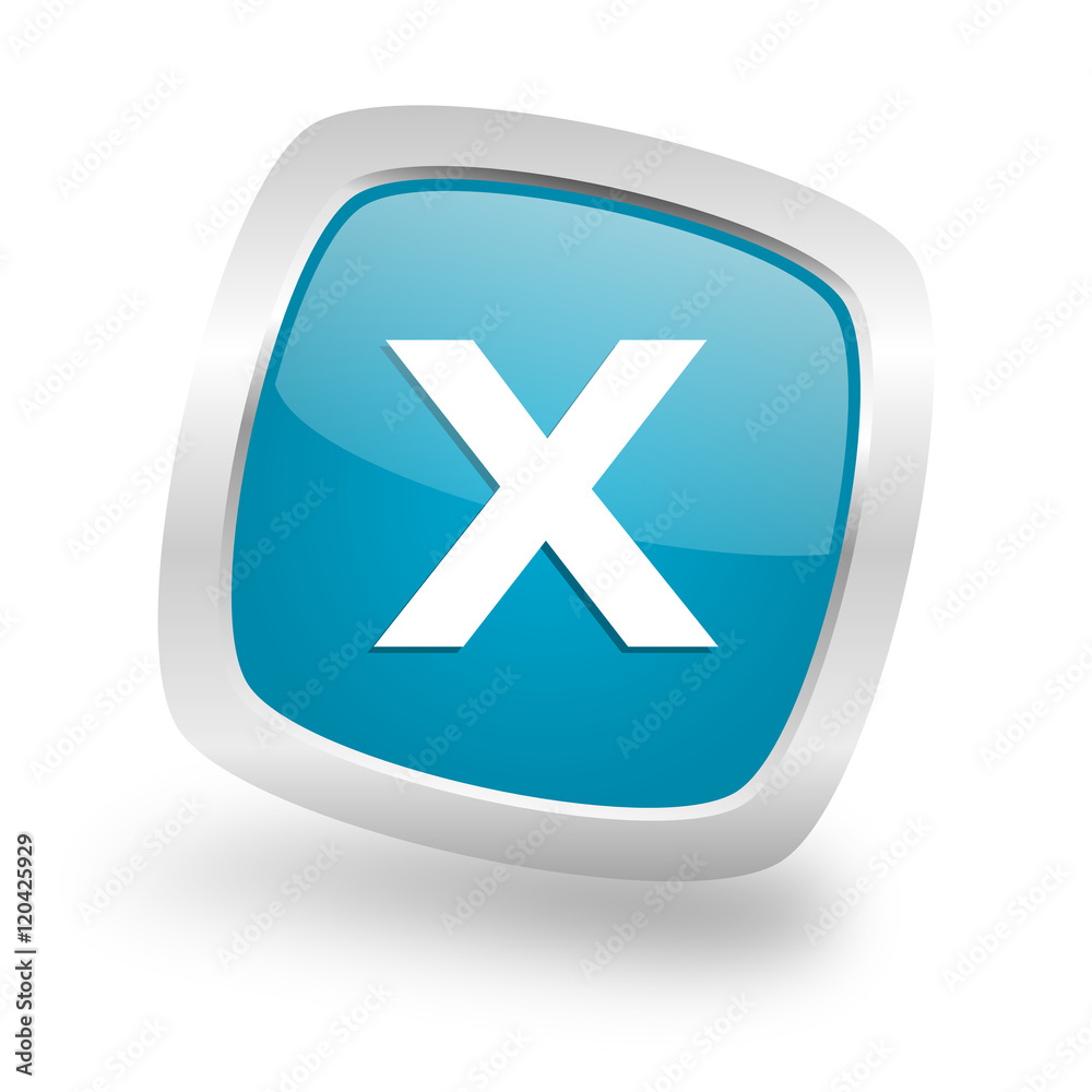 cancel square blue glossy chrome silver metallic web icon cancel square blue glossy chrome silver metallic web icon