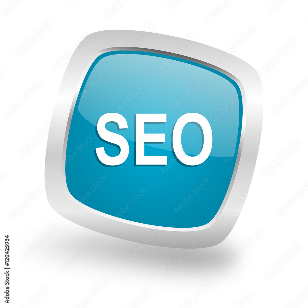 seo square blue glossy chrome silver metallic web icon seo square blue glossy chrome silver metallic web icon