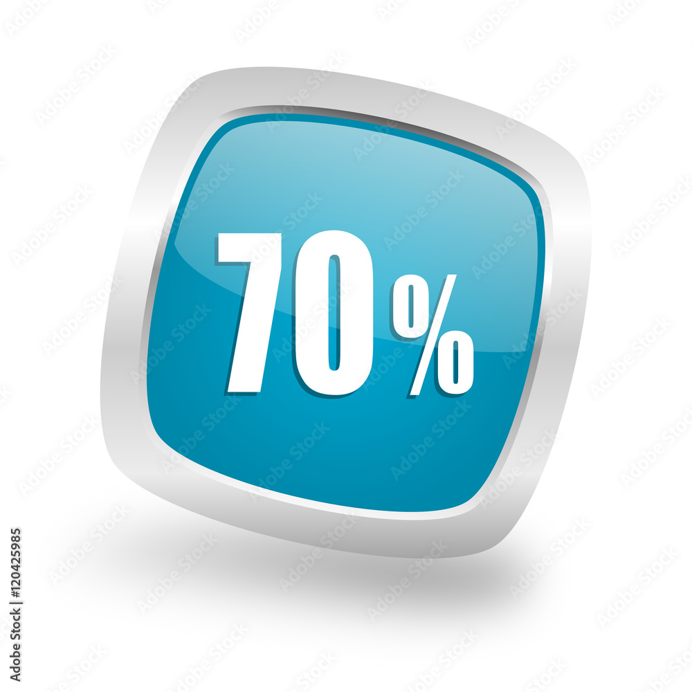 70 percent square blue glossy chrome silver metallic web icon 70 percent square blue glossy chrome silver metallic web icon