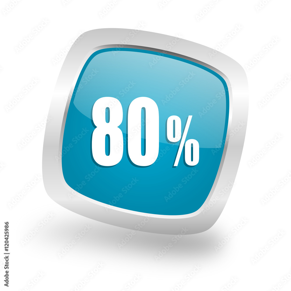 80 percent square blue glossy chrome silver metallic web icon 80 percent square blue glossy chrome silver metallic web icon