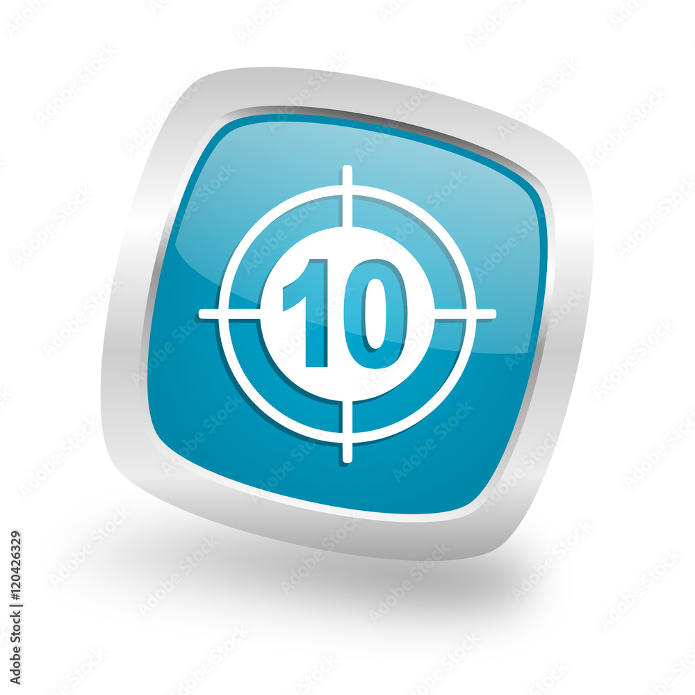target square blue glossy chrome silver metallic web icon target square blue glossy chrome silver metallic web icon