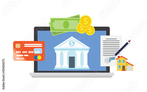 Online banking theme, flat style