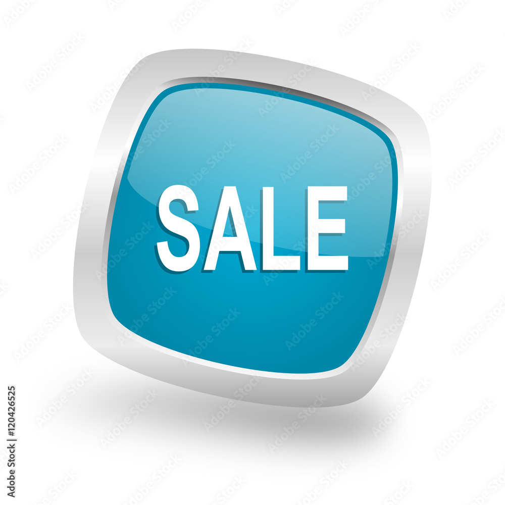 sale square blue glossy chrome silver metallic web icon sale square blue glossy chrome silver metallic web icon