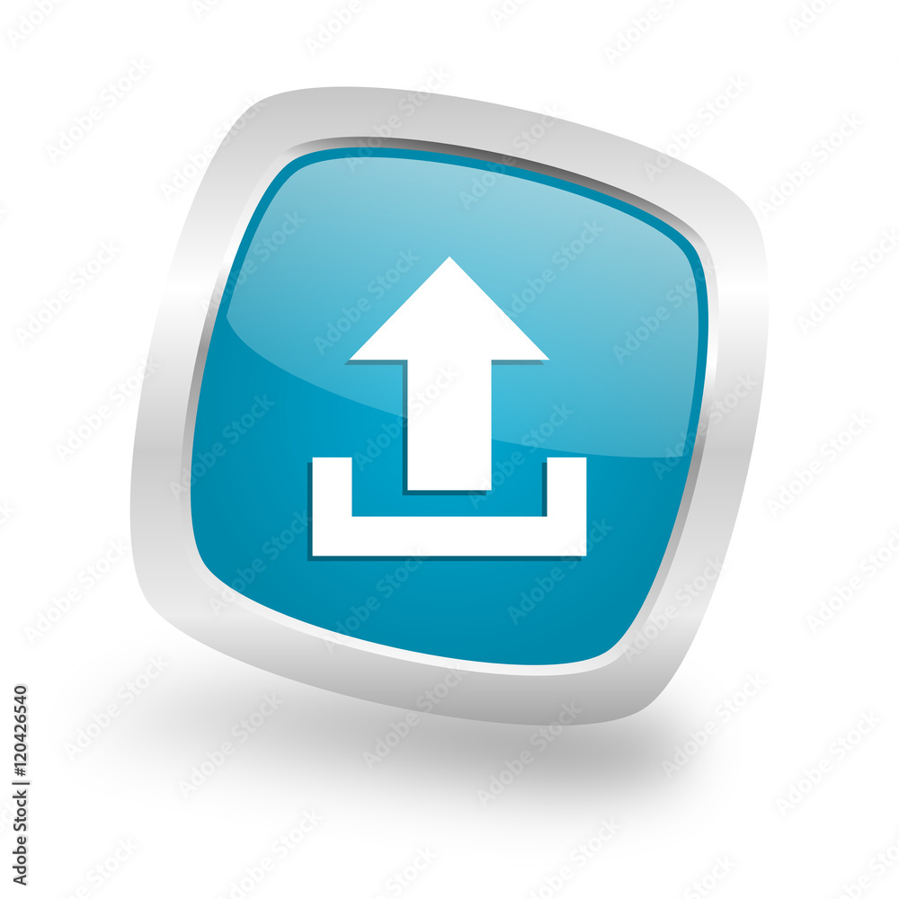 upload square blue glossy chrome silver metallic web icon upload square blue glossy chrome silver metallic web icon