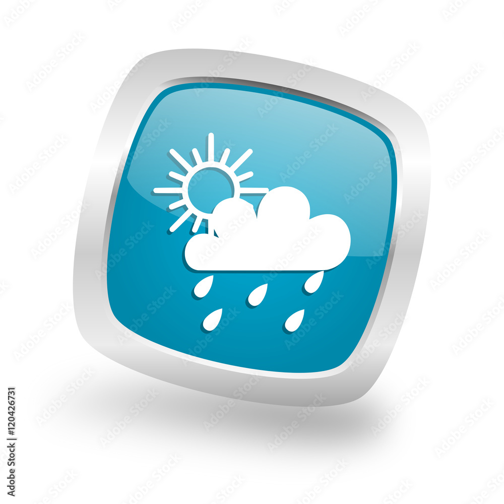rain square blue glossy chrome silver metallic web icon rain square blue glossy chrome silver metallic web icon