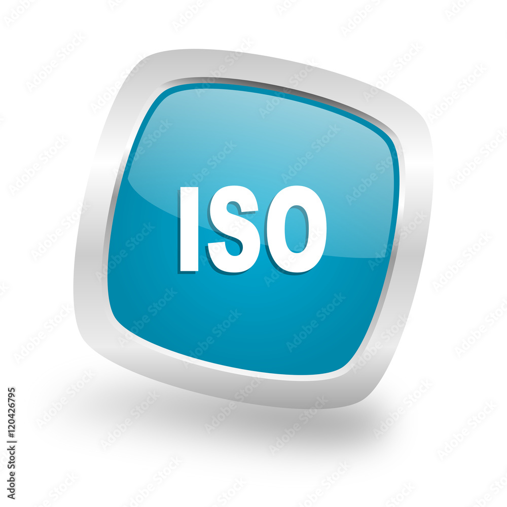 iso square blue glossy chrome silver metallic web icon iso square blue glossy chrome silver metallic web icon