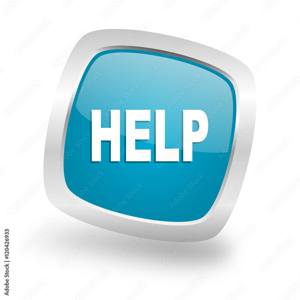 help square blue glossy chrome silver metallic web icon help square blue glossy chrome silver metallic web icon