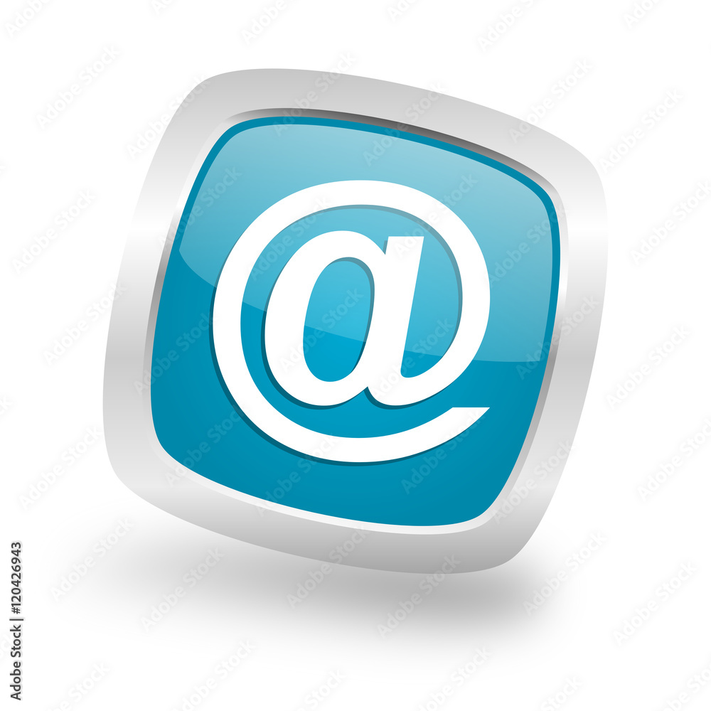email square blue glossy chrome silver metallic web icon email square blue glossy chrome silver metallic web icon