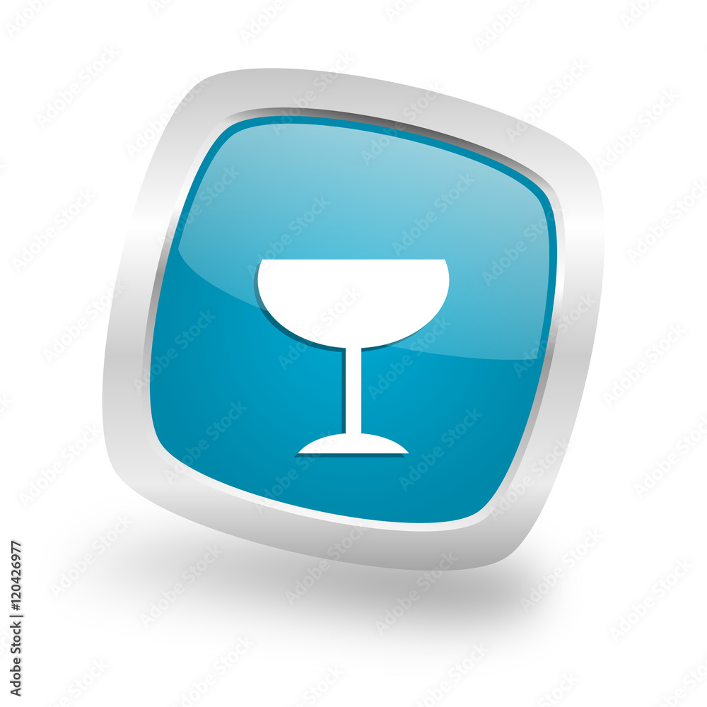 alcohol square blue glossy chrome silver metallic web icon alcohol square blue glossy chrome silver metallic web icon
