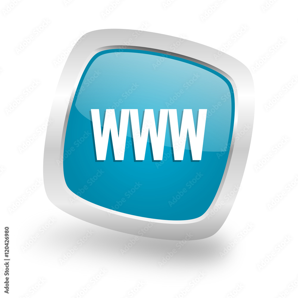 www square blue glossy chrome silver metallic web icon www square blue glossy chrome silver metallic web icon