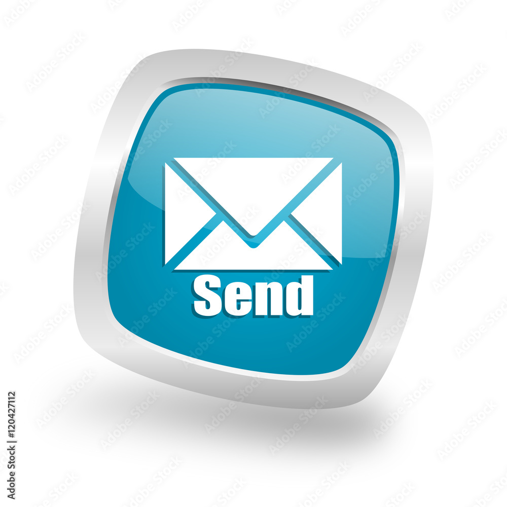 send square blue glossy chrome silver metallic web icon send square blue glossy chrome silver metallic web icon