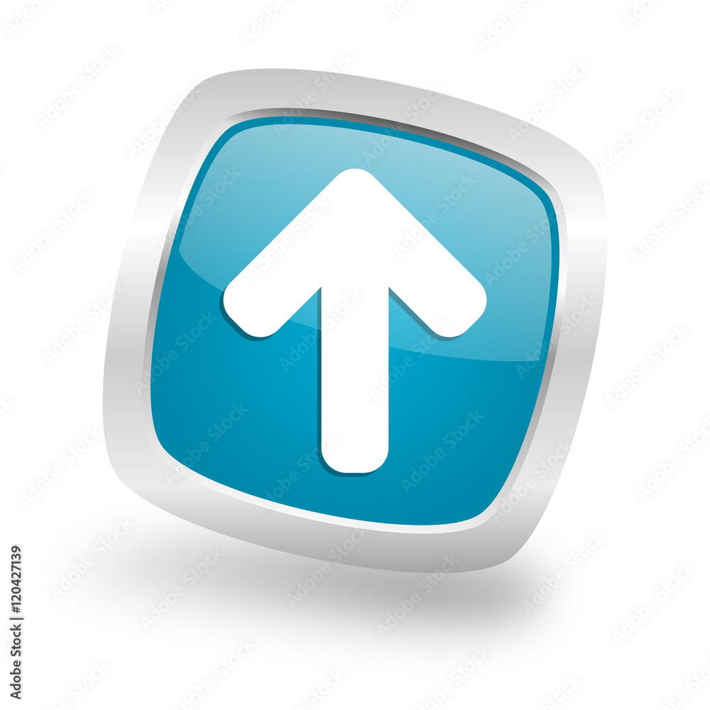up arrow square blue glossy chrome silver metallic web icon up arrow square blue glossy chrome silver metallic web icon
