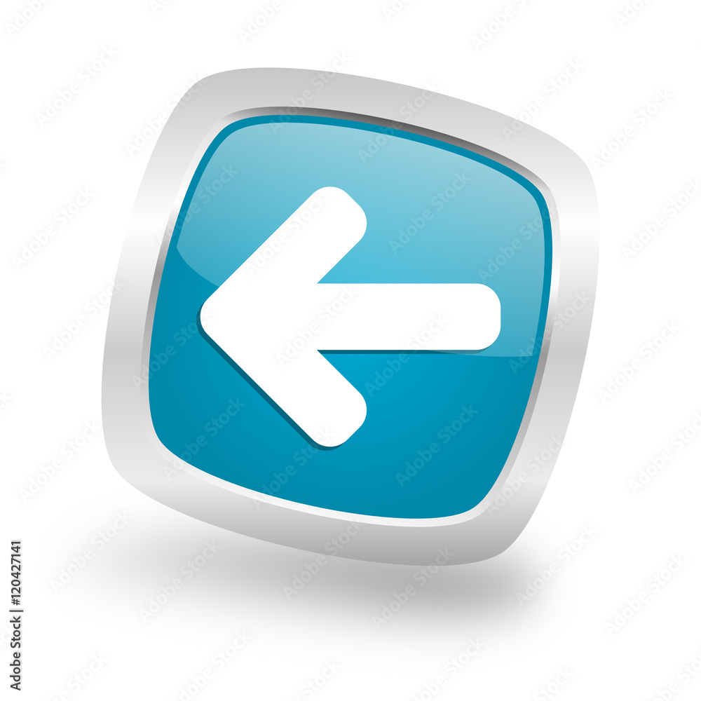 left arrow square blue glossy chrome silver metallic web icon left arrow square blue glossy chrome silver metallic web icon