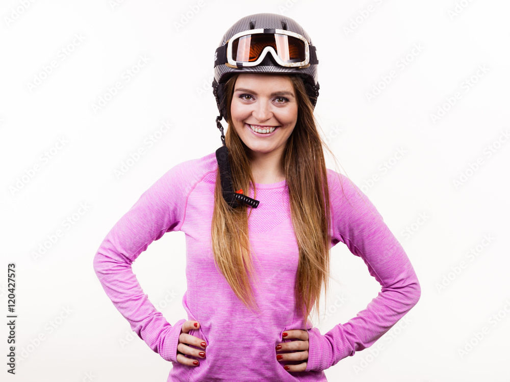 Woman with sporty helmet. Woman with sporty helmet.