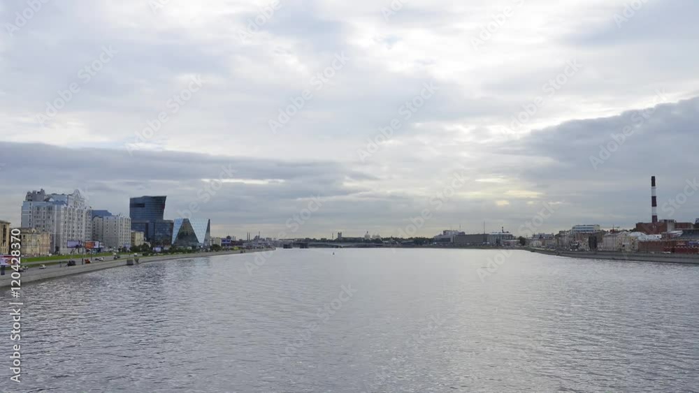 St. Petersburg time-lapse photography from Bolsheokhtinsky bridge on the Neva and city St. Petersburg time-lapse photography from Bolsheokhtinsky bridge on the Neva and city