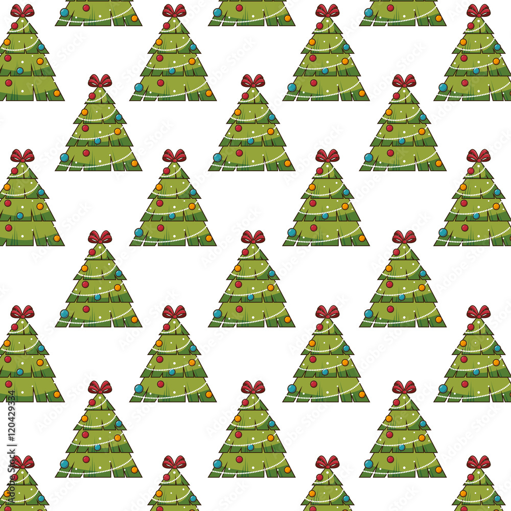 christmas pine tree with balls and red ribbon decoration background. vector illustration christmas pine tree with balls and red ribbon decoration background. vector illustration