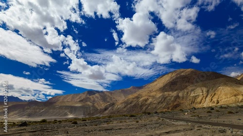 4K Timelapse rolling clouds over mountain , Leh, Ladakh, Jammu and Kashmir, India photo