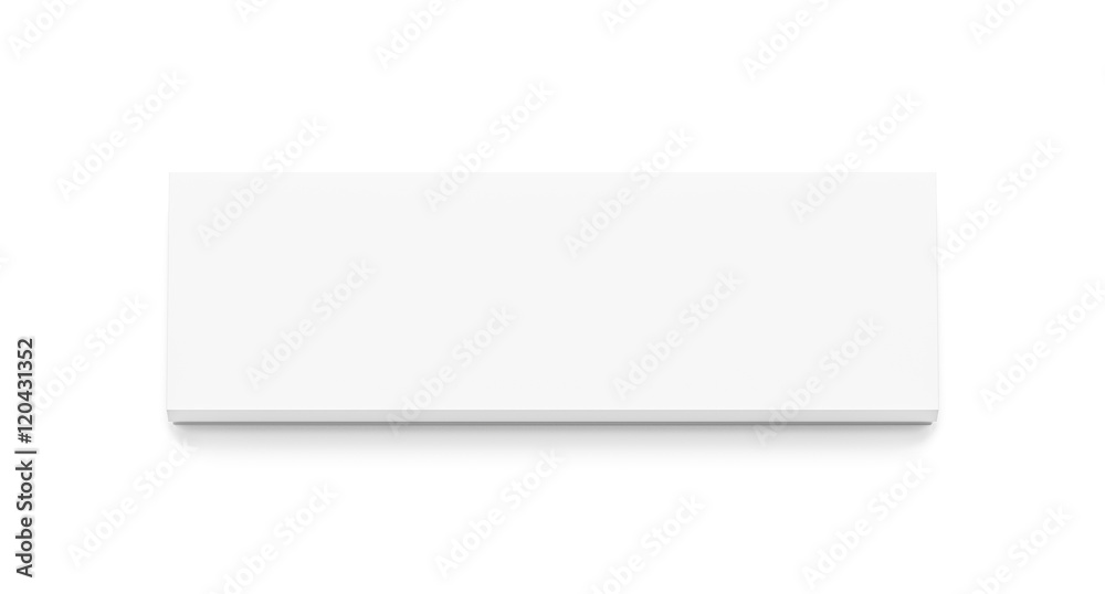 White long wide thin horizontal rectangle blank box with cover from top angle. White long wide thin horizontal rectangle blank box with cover from top angle.