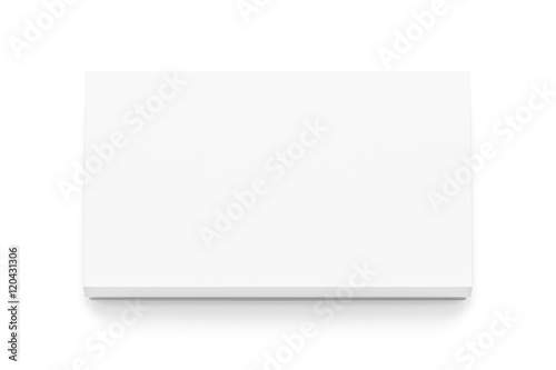 White thin horizontal rectangle blank box with cover from top angle.