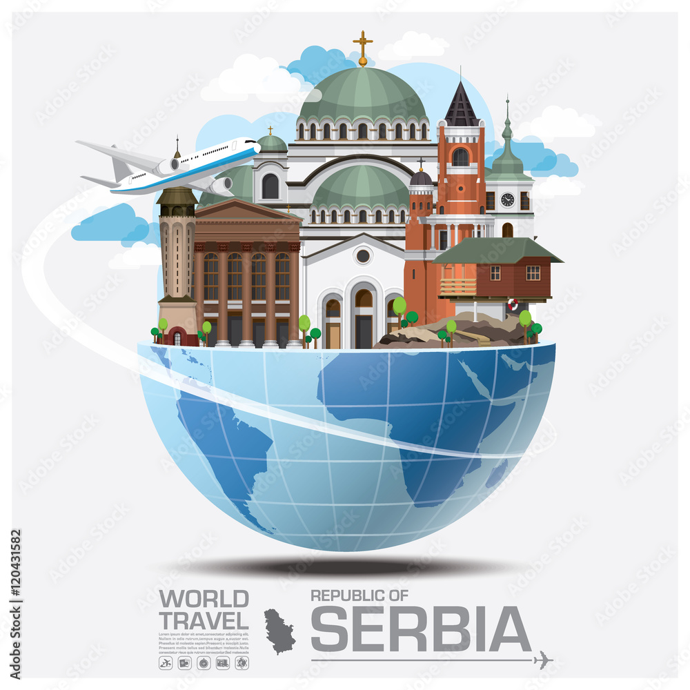 Republic Of Serbia Landmark Global Travel And Journey Infographi