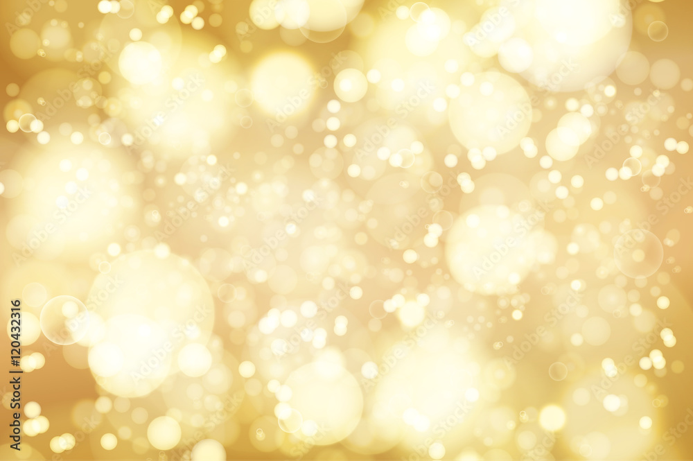 Vector golden bokeh background. abstract defocused bright lights