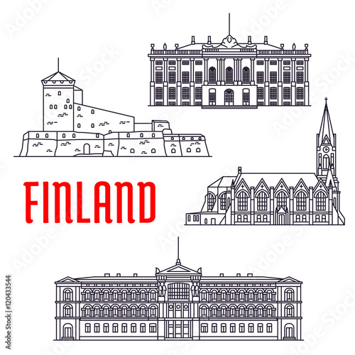 Travel landmarks of Finland and Denmark icon photo