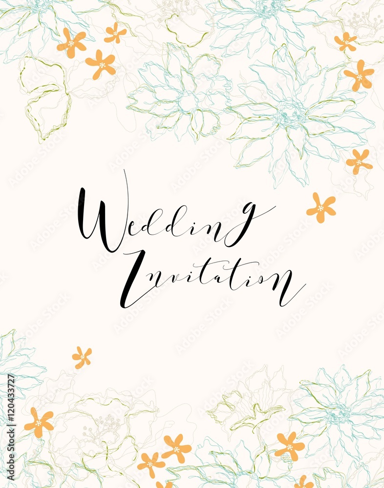 Wedding card or invitation with Elegant floral background Wedding card or invitation with Elegant floral background