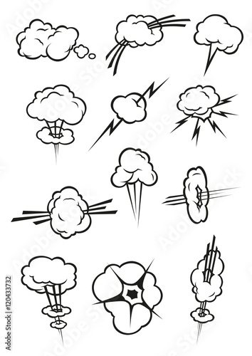 Cloud icons in cartoon comic book style