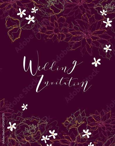 Wedding card or invitation with Elegant floral background
