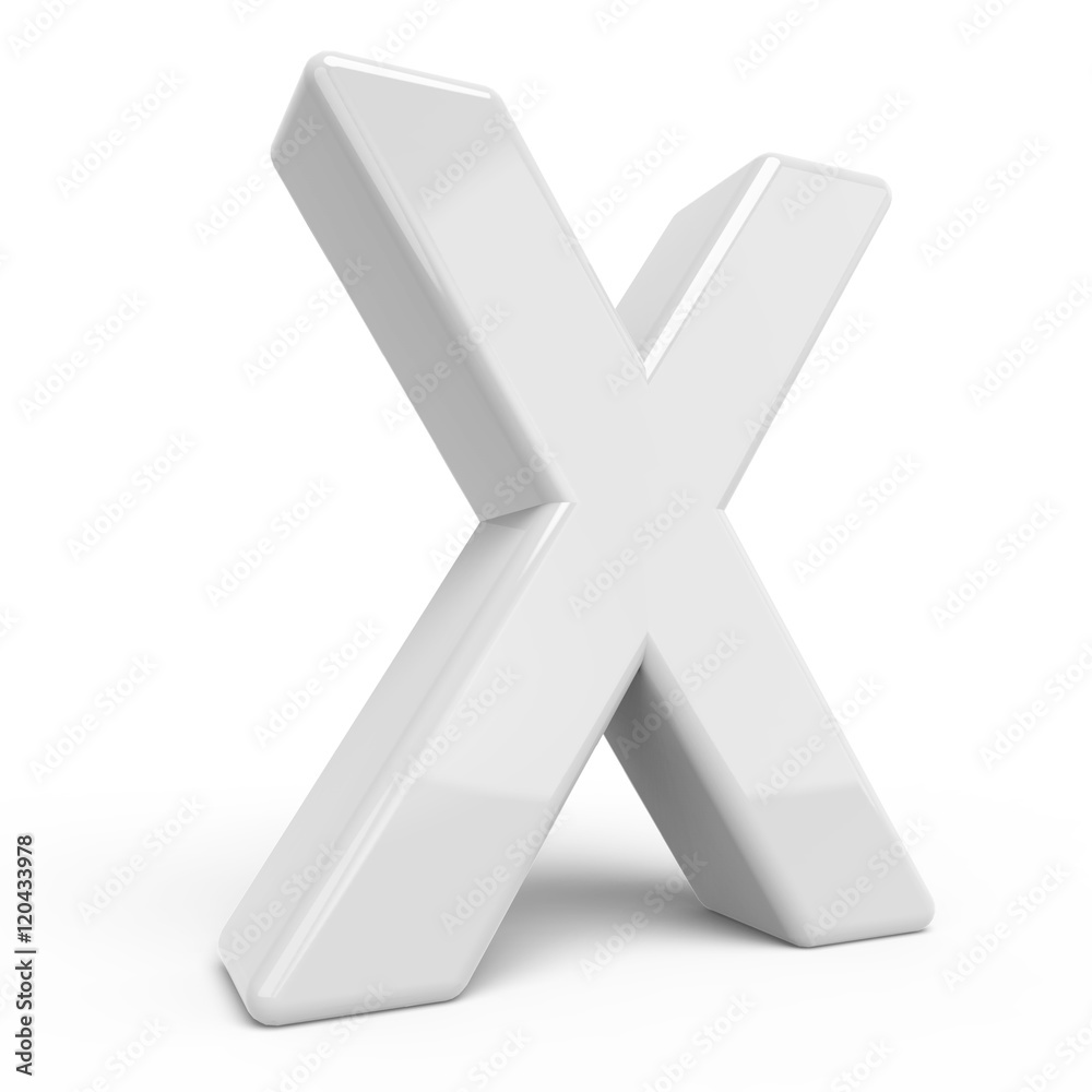 3D rendering white letter X 3D rendering white letter X