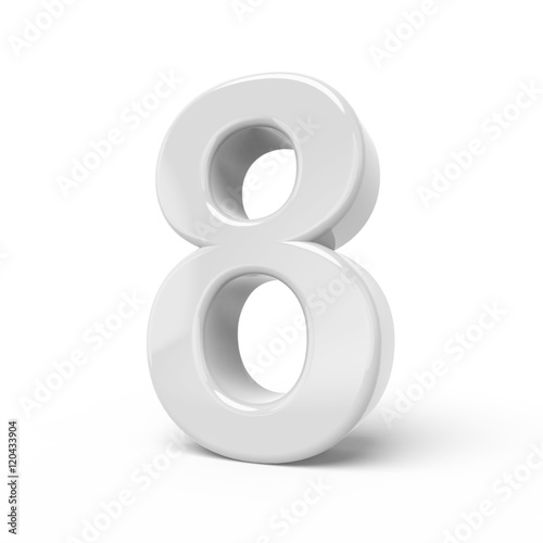 3D rendering white number 8