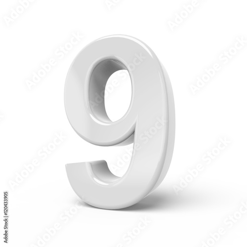 3D rendering white number 9