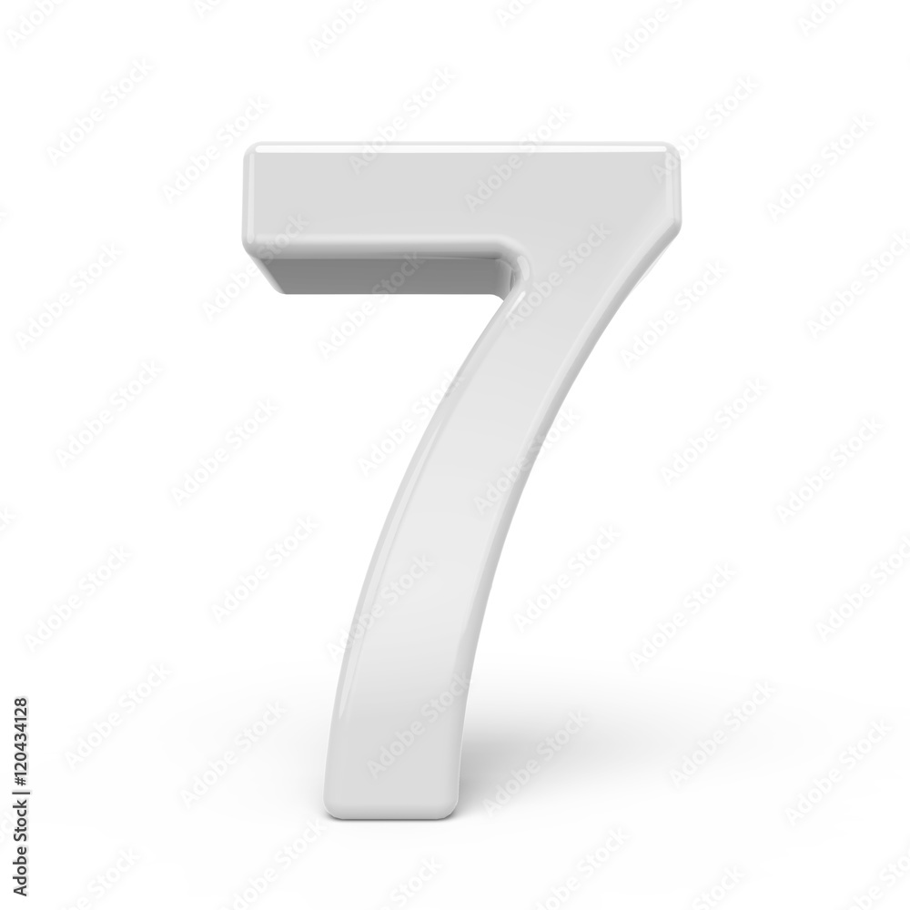 3D rendering white number 7 3D rendering white number 7