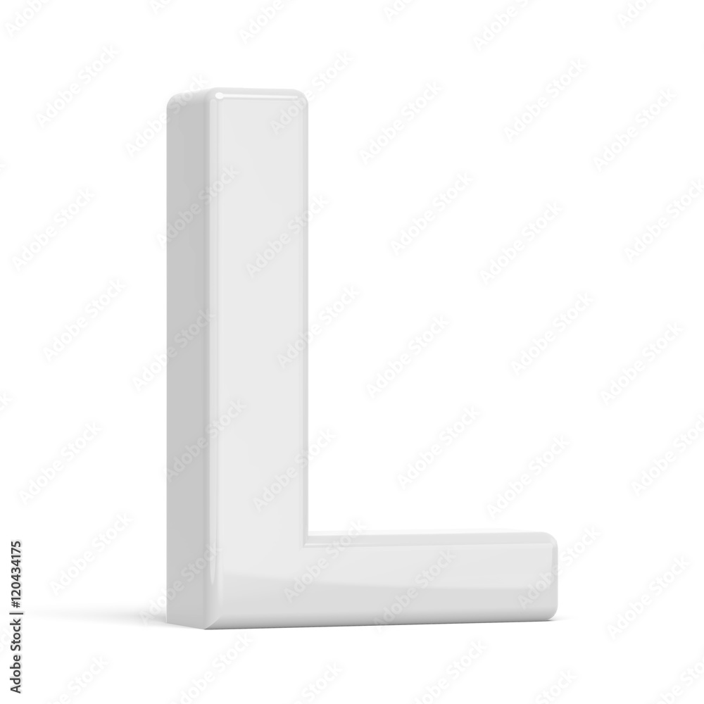 3D rendering white letter L