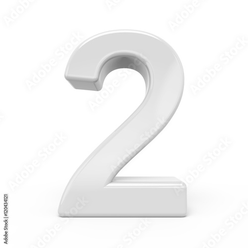3D rendering white number 2