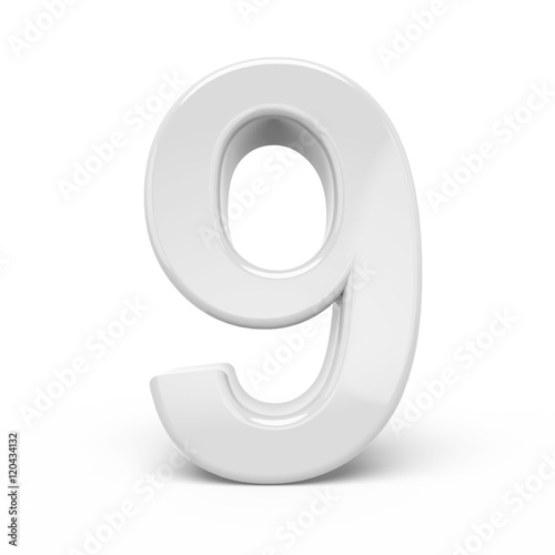 3D rendering white number 9